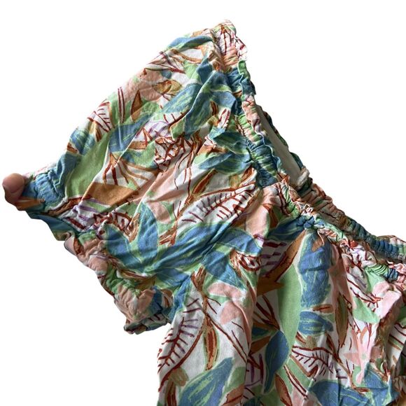 Roxy  Shallow Love Crop Top Blouse Womens Sz. Medium Tropical Resortwear Beach - Picture 2 of 12